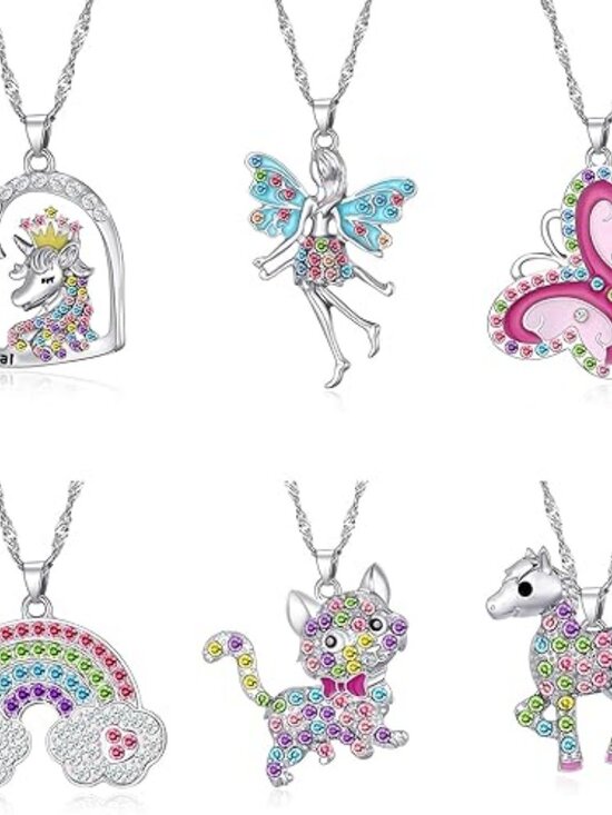 Jewelry - Cute Pastel Crystal Necklaces Set for Girls | Unicorn Fairy Dainty Jewelry | 3/6